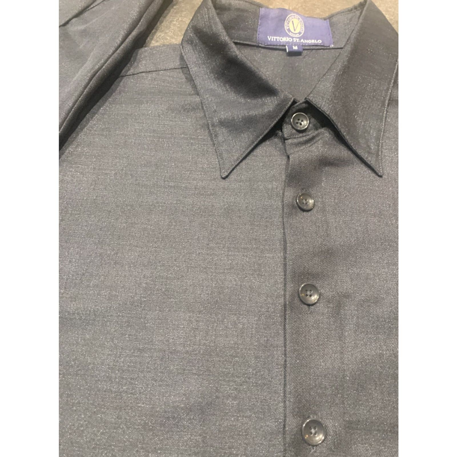 Vintage Vittorio St. Angelo Charcoal Button-Up Shirt Men’s Long Sleeve M Pleated Easy Care Size US M / EU 48-50 / 2 - 4 Thumbnail