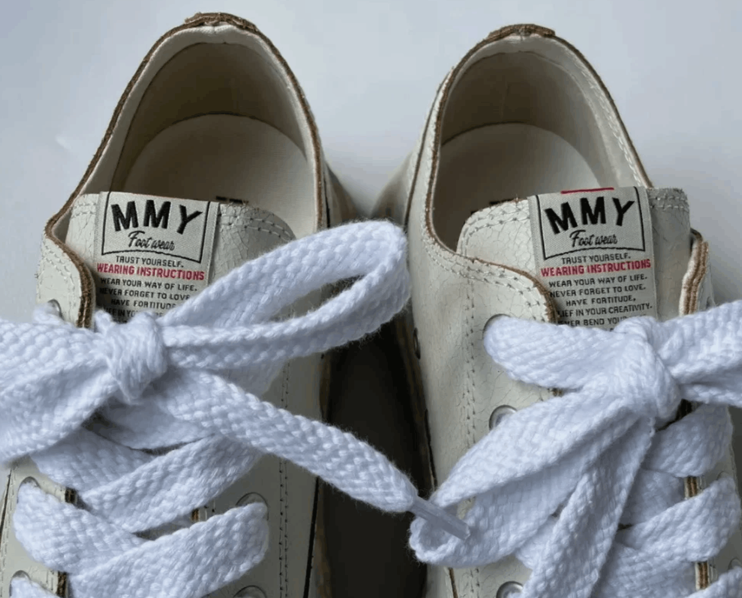Maison MIHARA YASUHIRO Cream Cracked Leather ‘Peterson’ Sneakers Size US 10 / EU 43 - 7 Thumbnail