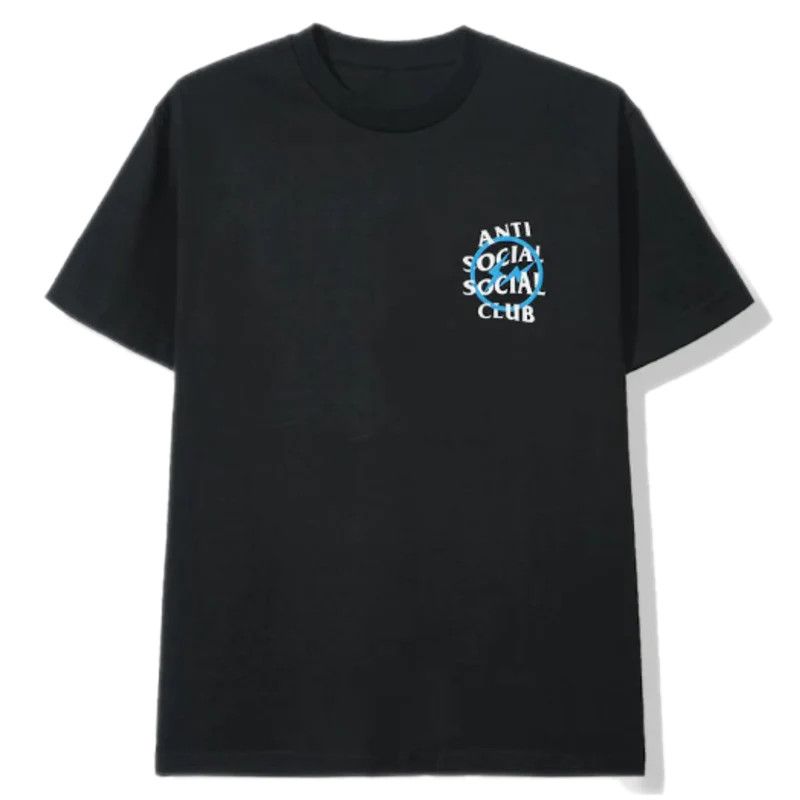 image of Anti Social Social Club X Fragment Blue Bolt Tee in Black, Men's (Size Large)