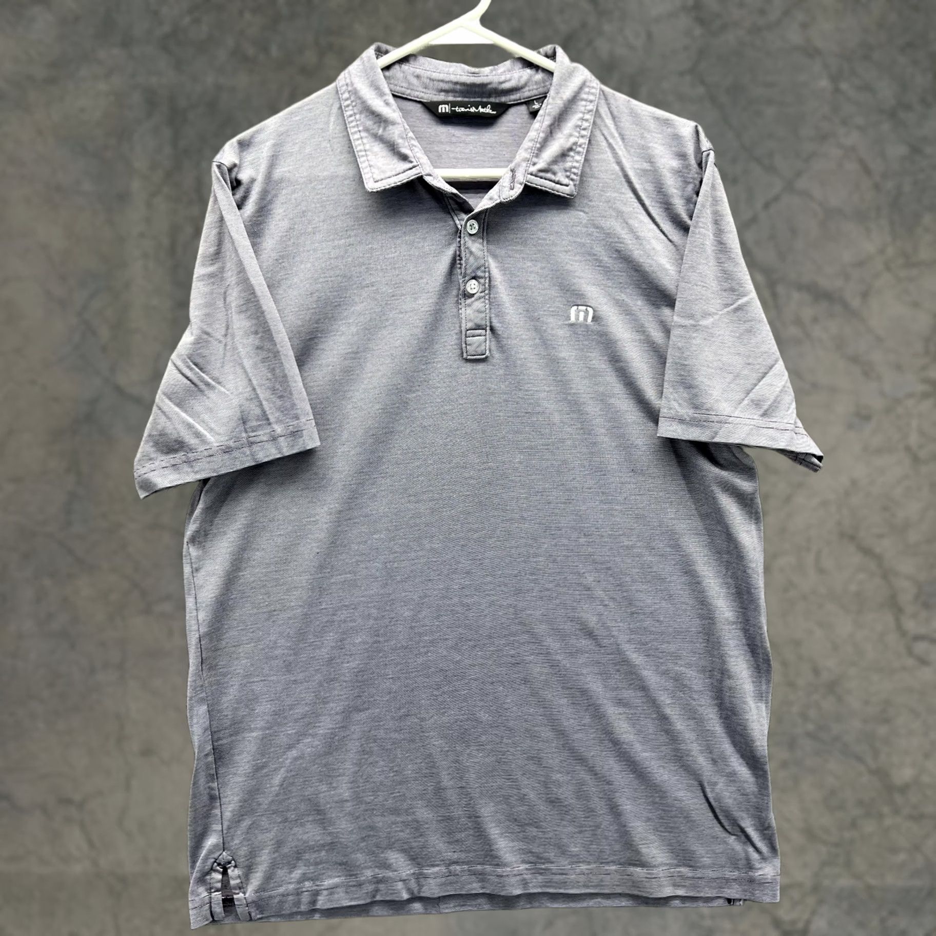 TravisMathew TravisMathew Polo Shirt Mens Large Gray Micro Stripe Golf Casual Short Sleeve Shirt Mens L Gray Micro Stripe Golf Casual Short Sleeve Polo Size US L / EU 52-54 / 3 - 1 Thumbnail