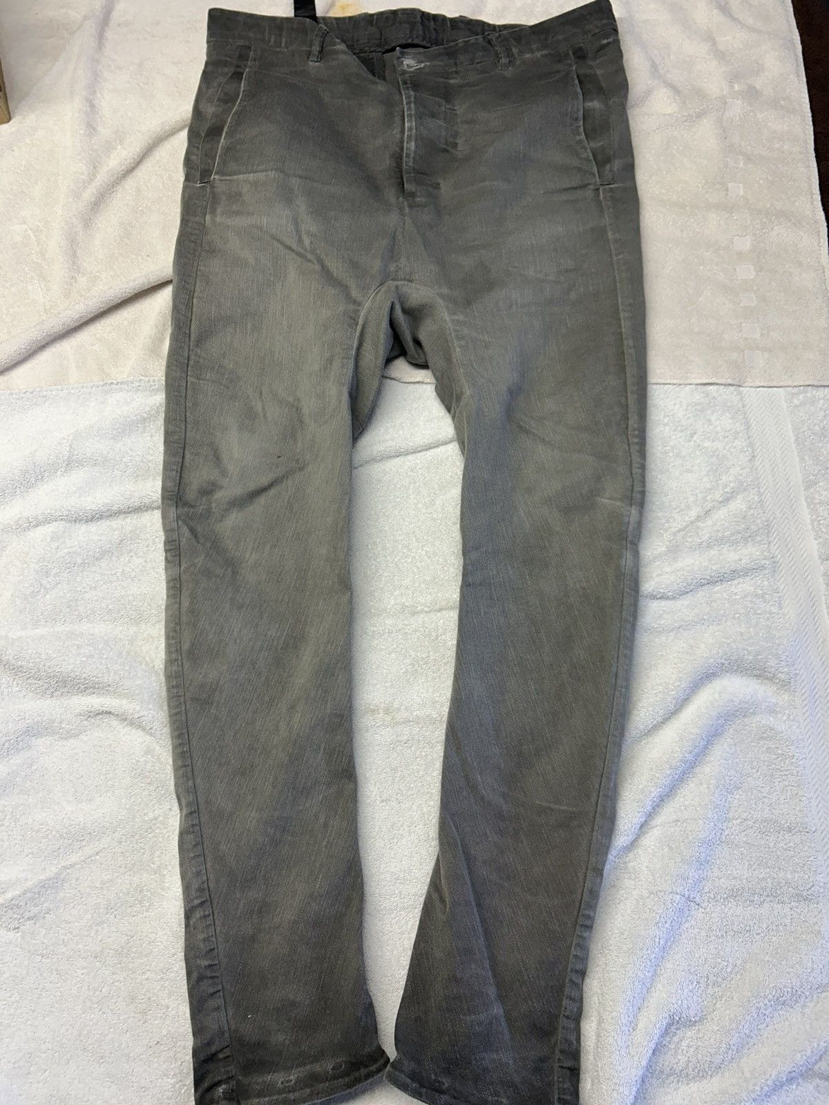 image of Boris Bidjan Saberi Boris Bidjen Saberi Grey Stretchy Jeans Size XL 36-38, Men's