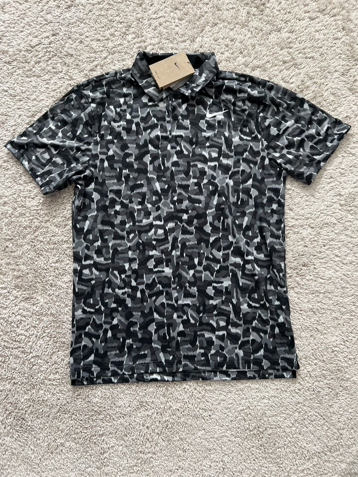 Nike Nike Tour Dri-Fit Golf Polo Black Gray Printed Size US S / EU 44-46 / 1 - 7 Thumbnail