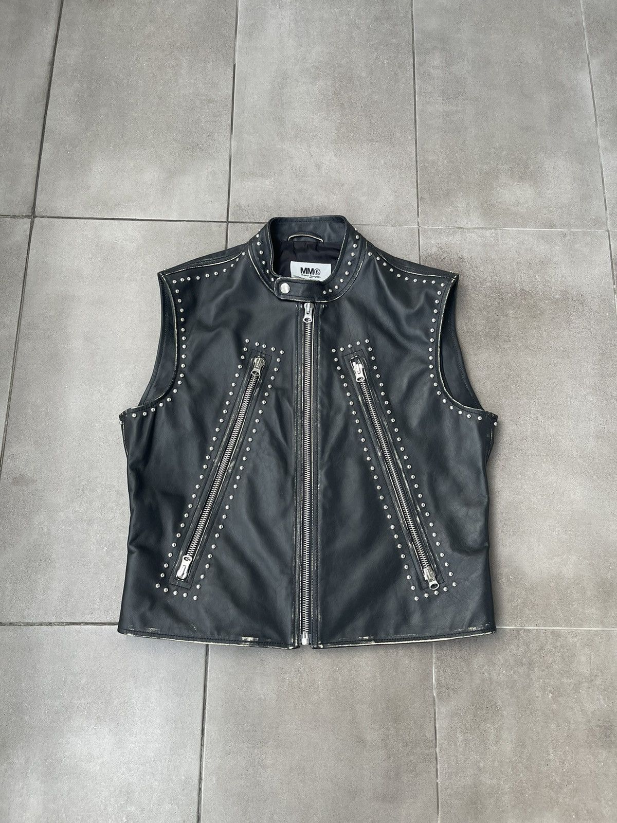 Maison Margiela !DS! SS22 Maison Margiela 5 ZIP Studded Leather Vest Gilet Size US S / EU 44-46 / 1 - 8 Thumbnail