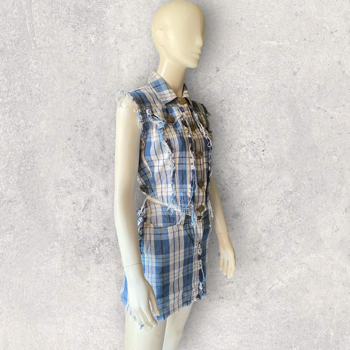 Vivienne Westwood Vintage 1999 Blue Plaid Fray Hem Set Size XS / US 0-2 / IT 36-38 - 3 Thumbnail