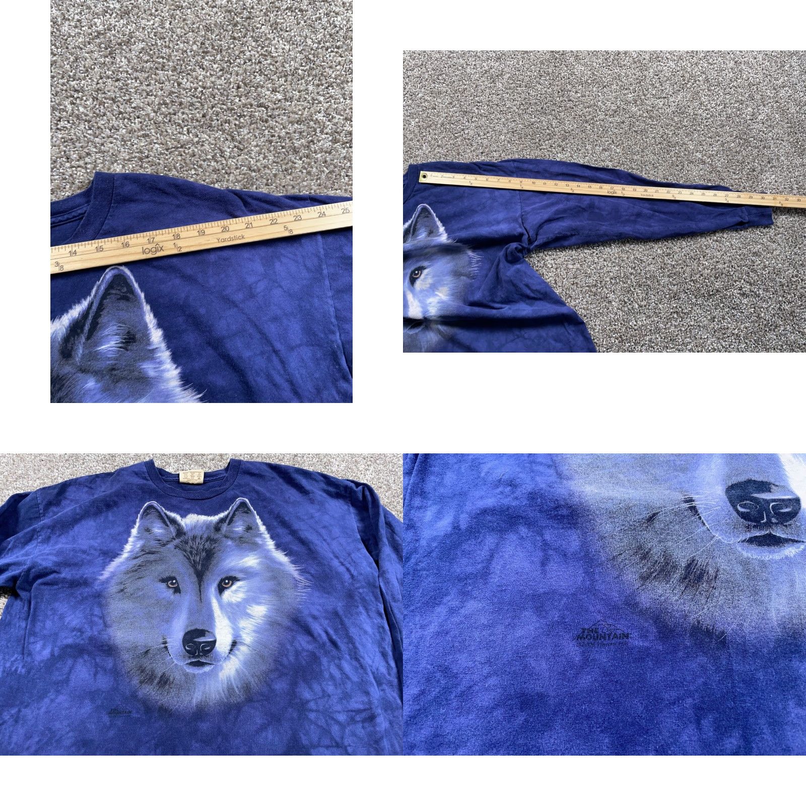 The Mountain VTG The Mountain Wolf Face Print Long Sleeve T-Shirt Dark Blue Tie Dye XL Men’s Adult Crew Neck 100% Cotton Jersey Graphic Print Vintage Size US XL / EU 56 / 4 - 8 Thumbnail