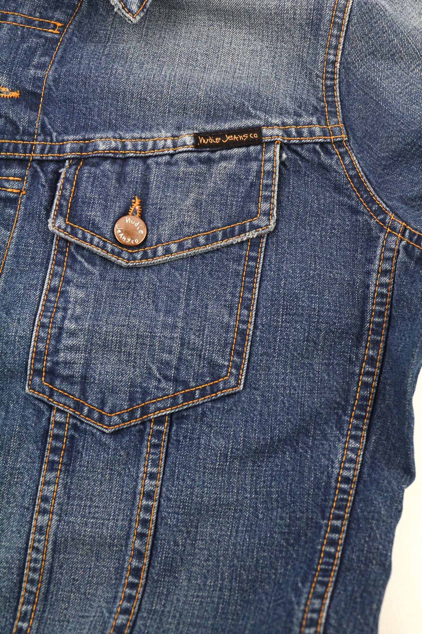 Nudie Jeans TERRY S Worn Washed Blue Denim Jacket 81074 Size US S / EU 44-46 / 1 - 6 Thumbnail