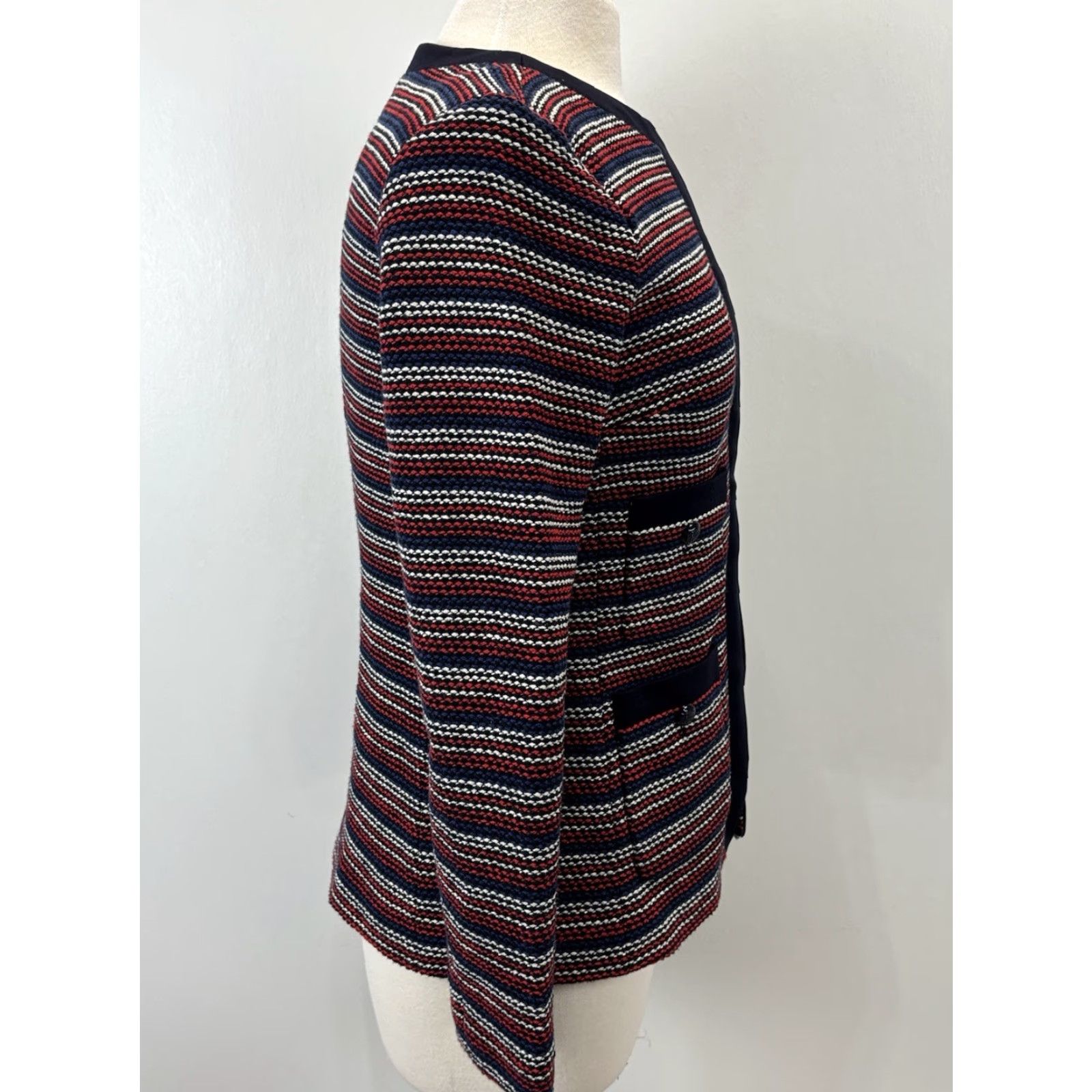 Talbots Talbots Blazer Jacket Adult XS Navy Red White Striped Bouclé Classic Career Womens Size XS / US 0-2 / IT 36-38 - 4 Thumbnail