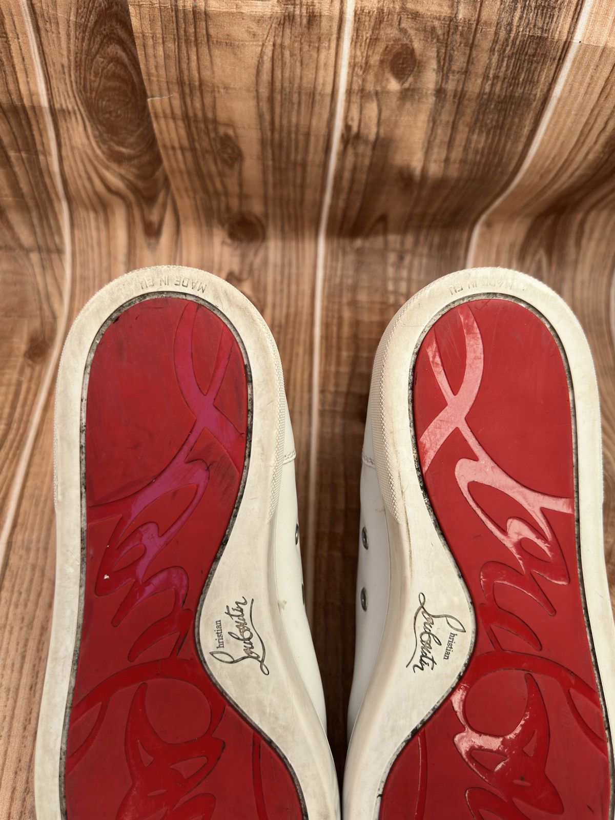 Christian Louboutin Christian Louboutin White High Leather Sneakers Size US 10.5 / EU 43-44 - 21 Thumbnail