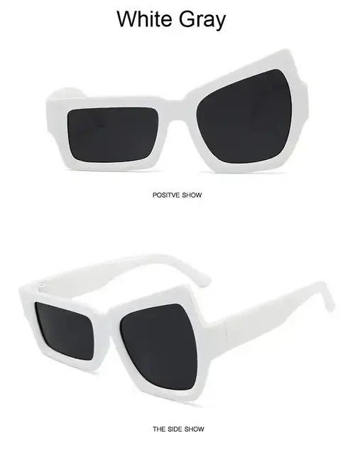Electric Visual × Japanese Brand Y2K Asymmetric Sunglasses (White) Size ONE SIZE - 2 Thumbnail