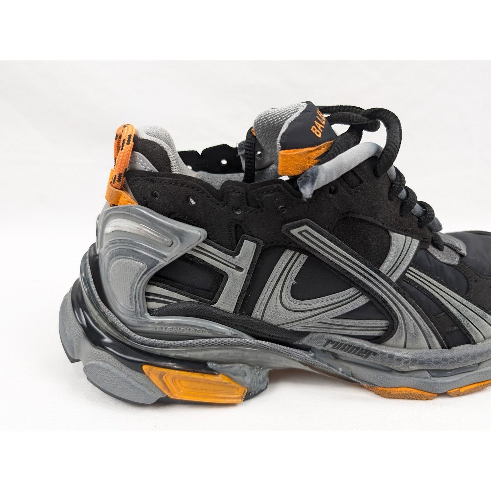 Balenciaga o1rshd1 Nylon Suede Runners in Black/Grey/Fluo Orange Size US 9 / EU 42 - 5 Thumbnail