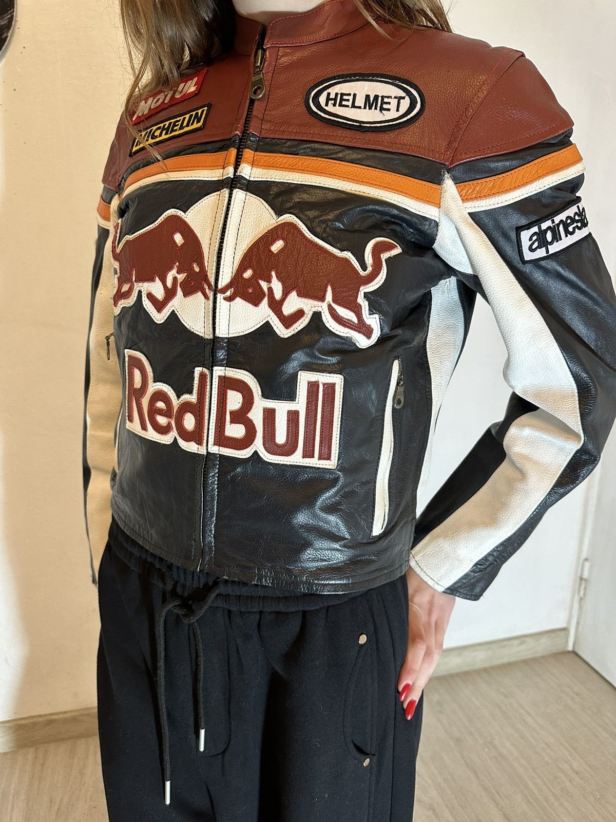 Vintage Crazy Vintage Red Bull Leather Jacket Size S / US 4 / IT 40 - 9 Thumbnail
