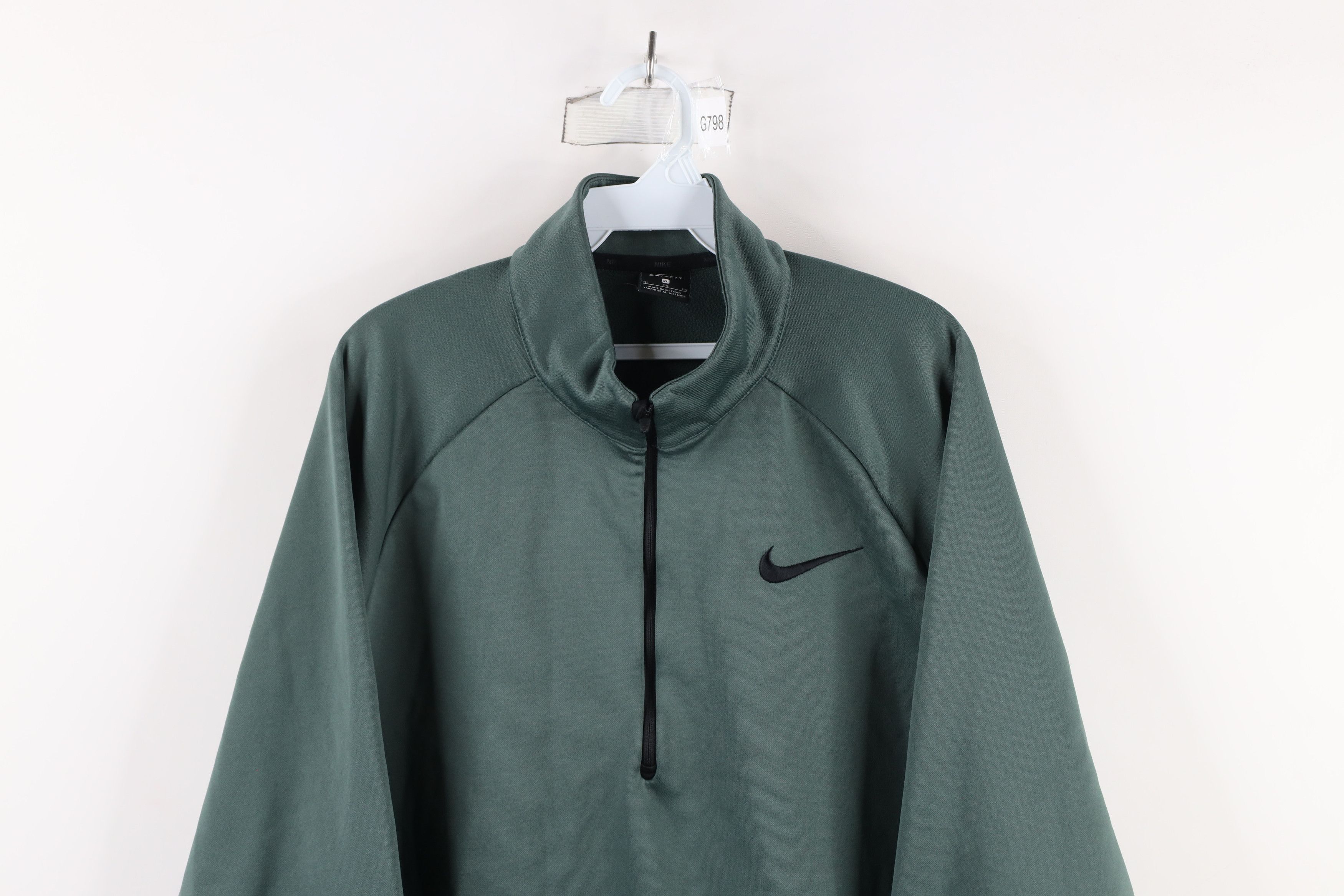 Nike × Vintage Nike Dri-Fit Fleece Lined Half Zip Pullover Sweatshirt Green Size US XL / EU 56 / 4 - 2 Thumbnail
