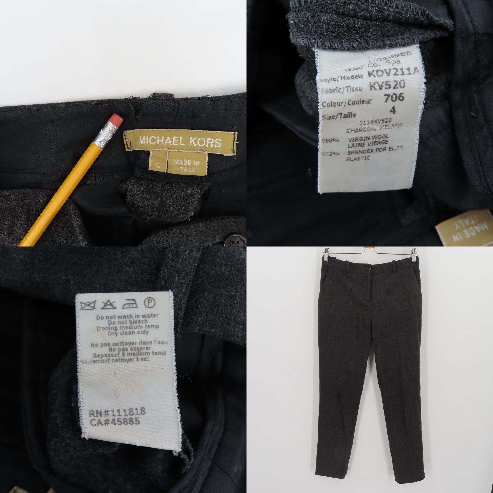 Michael Kors Michael Kors Collection Womens Pants Dress Pants Gray Wool Blend Has Pockets Italy 4 Womens Size 27" / US 4 / IT 40 - 8 Thumbnail