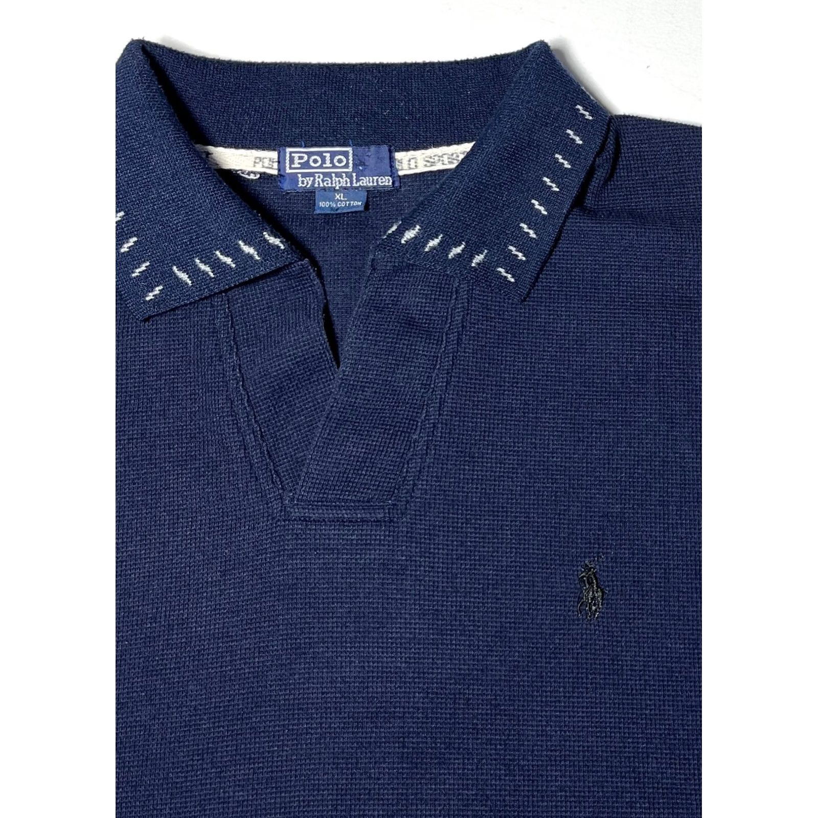 Polo Ralph Lauren Polo Ralph Lauren Polo Shirt Mens Vintage 90s V-Neck Navy XL 100% Cotton Short Sleeve Logo Pullover Made in USA Size US XL / EU 56 / 4 - 5 Thumbnail