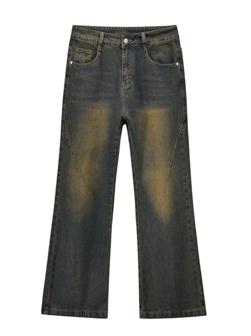 Japanese Brand Retro distressed men's loose all-match straight flared jeans Size US 32 / EU 48 - 5 Thumbnail