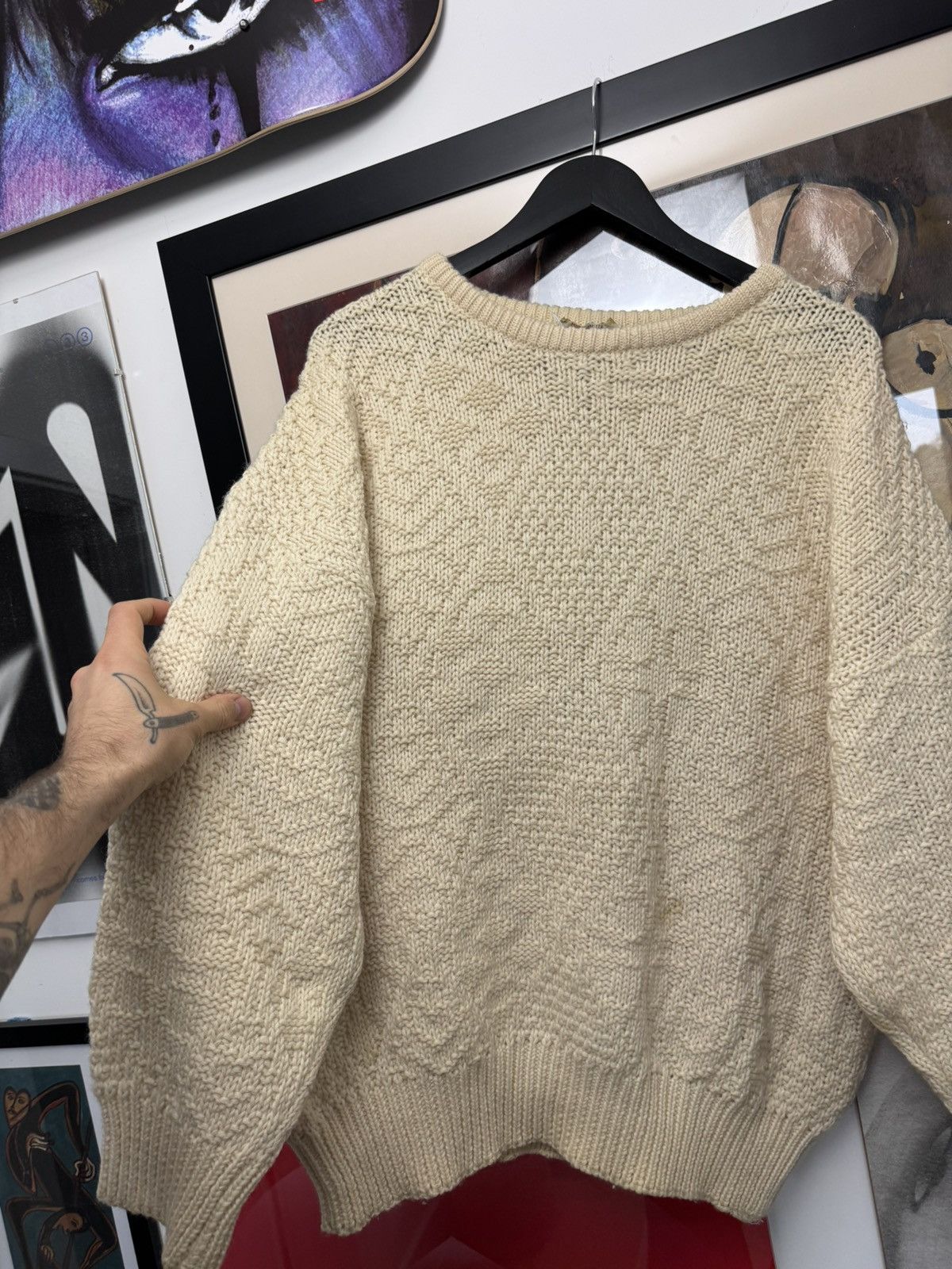 Vintage Australian Vintage 90s Lana Wool Sweater Knit Beige Oversize Size US L / EU 52-54 / 3 - 2 Thumbnail