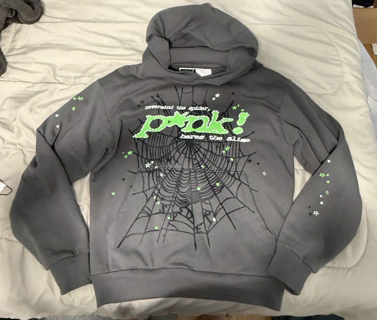 Sp5der Punk V2 Hoodie Slate Grey Small