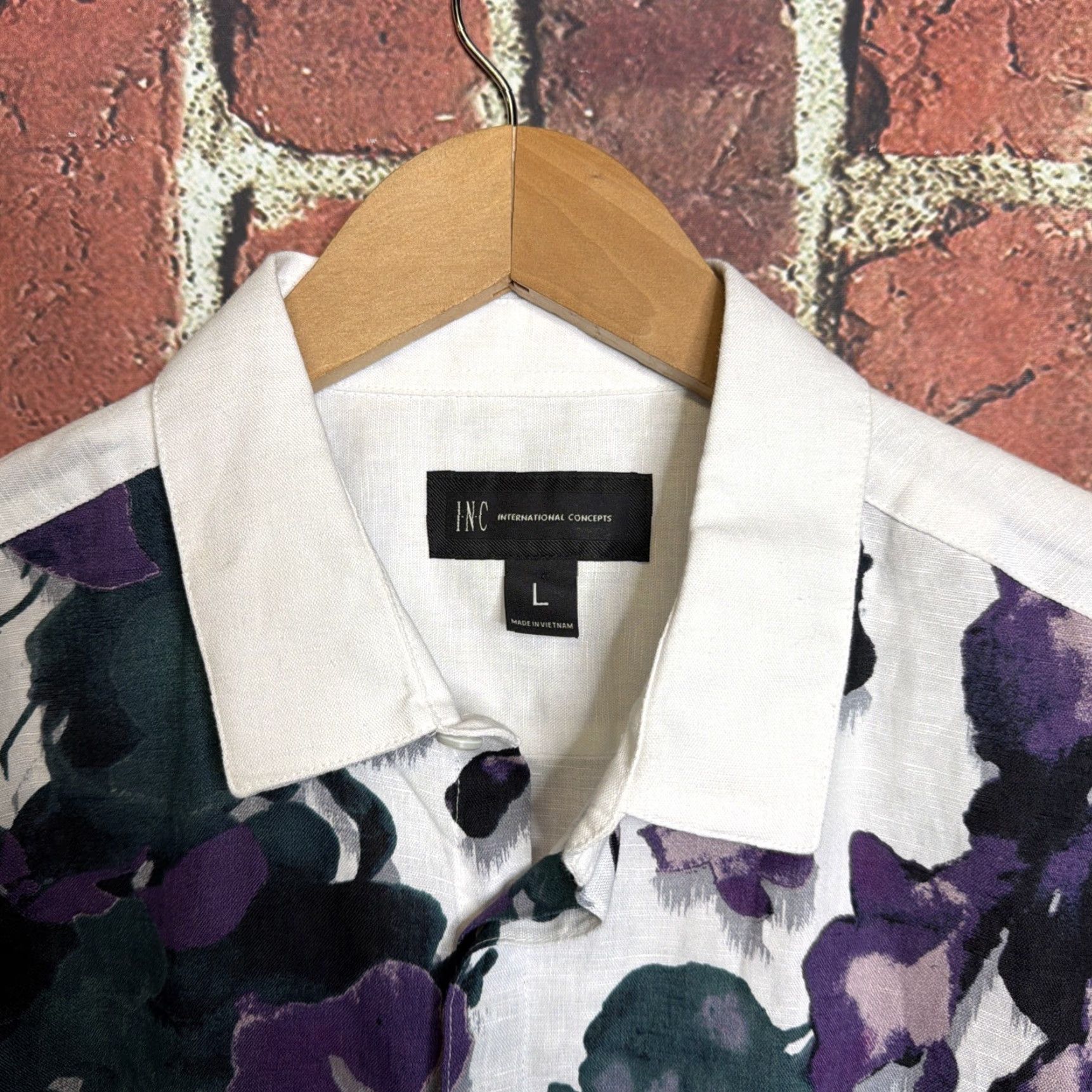 Vintage INC International Concepts Linen Blend White Floral Shirt Womens L NWT Size L / US 10 / IT 46 - 3 Thumbnail
