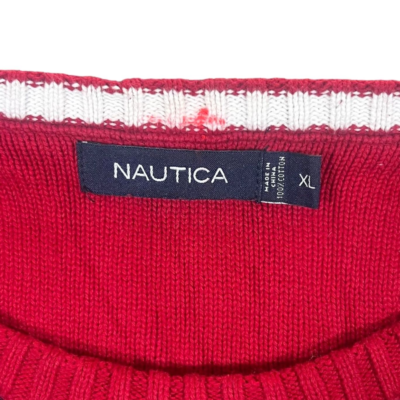 Nautica Nautica Jumper Cotton Knit Embroidered Mini Logo Red Black Striped XL Pullover Men Size US XL / EU 56 / 4 - 4 Thumbnail