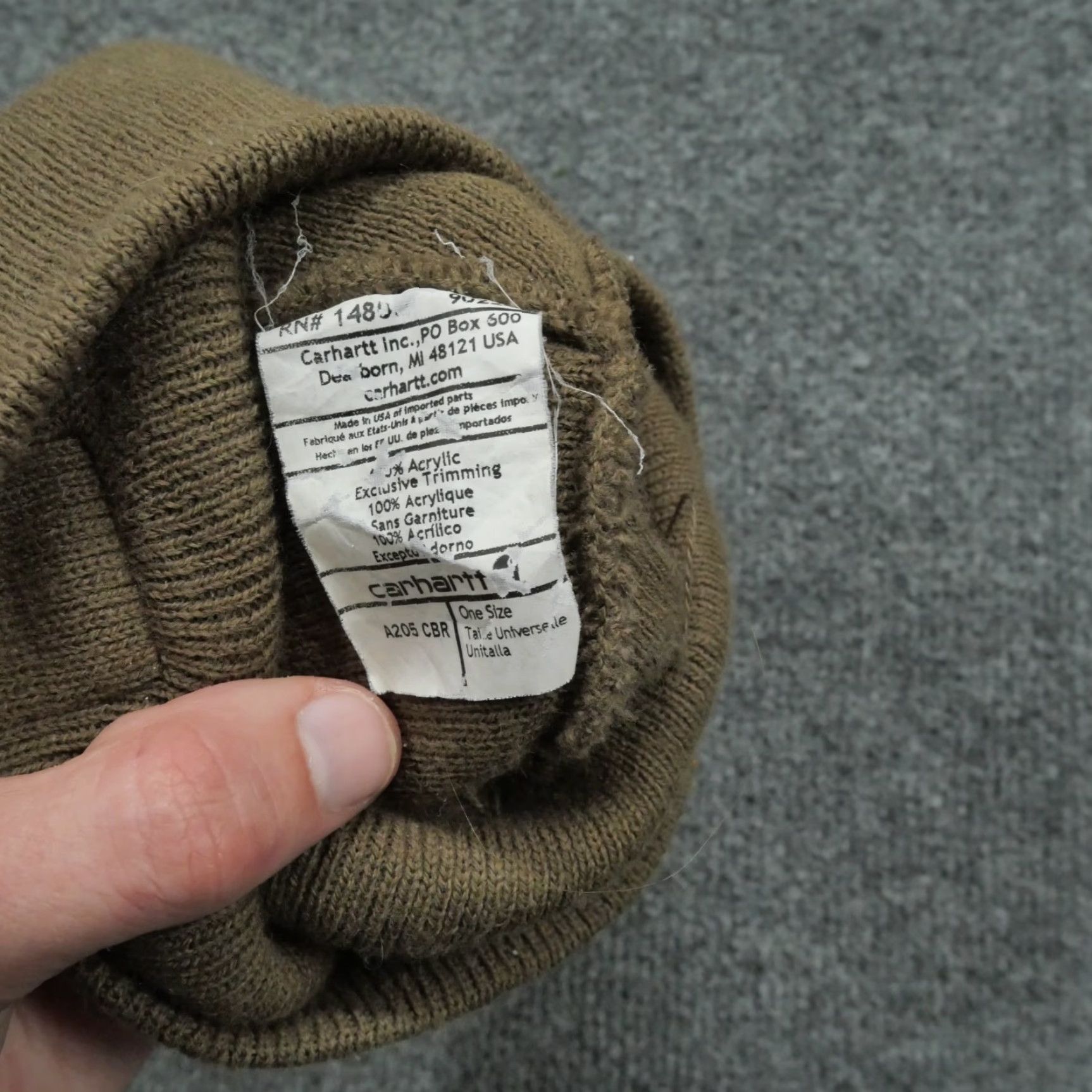Carhartt VINTAGE Carhartt Beanie Hat Brown Green Ribbed Knit Adult Size ONE SIZE - 3 Thumbnail