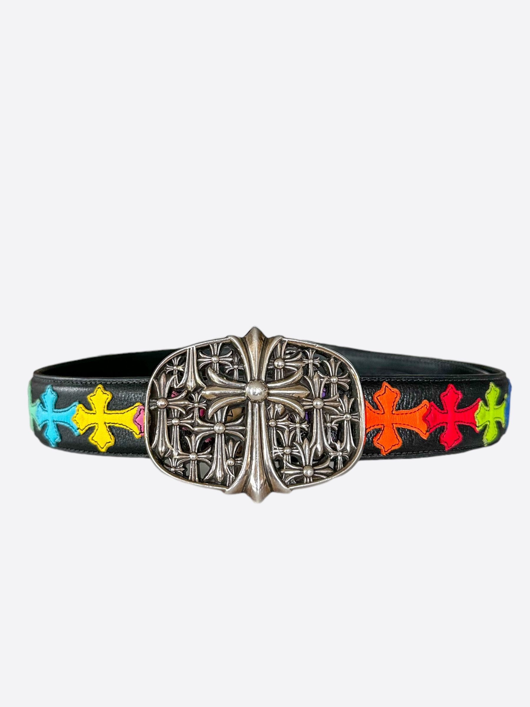 Chrome Hearts Chrome Hearts Black Multicolor Cross Patch Cemetery Belt ...