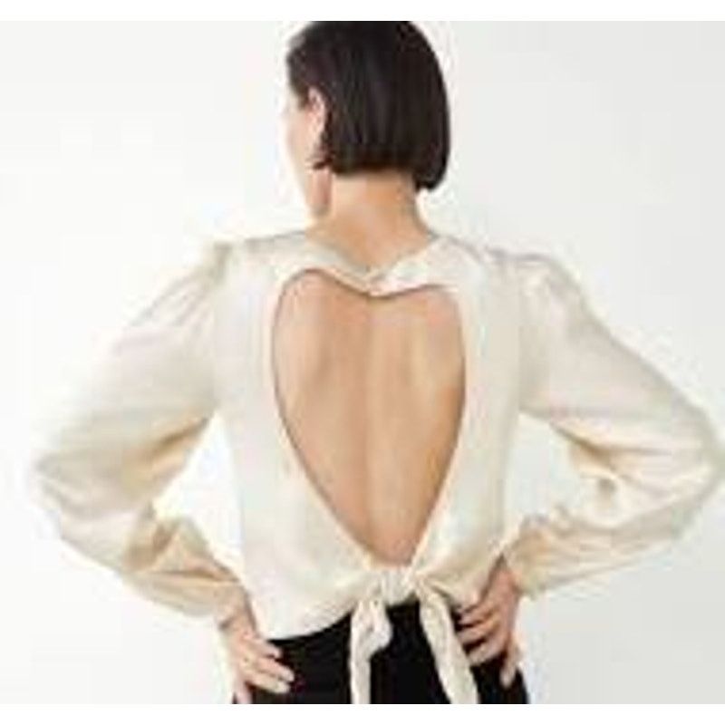 & Other Stories & Other Stories Cream Satin Blouse Cutout Back Tie Size 0 Size XS / US 0-2 / IT 36-38 - 4 Thumbnail