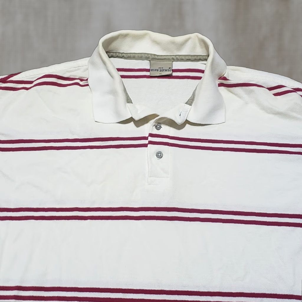 Vintage Ruff Hewn White Red Striped Polo Shirt Short Sleeve Button Collared Size US XL / EU 56 / 4 - 1 Thumbnail