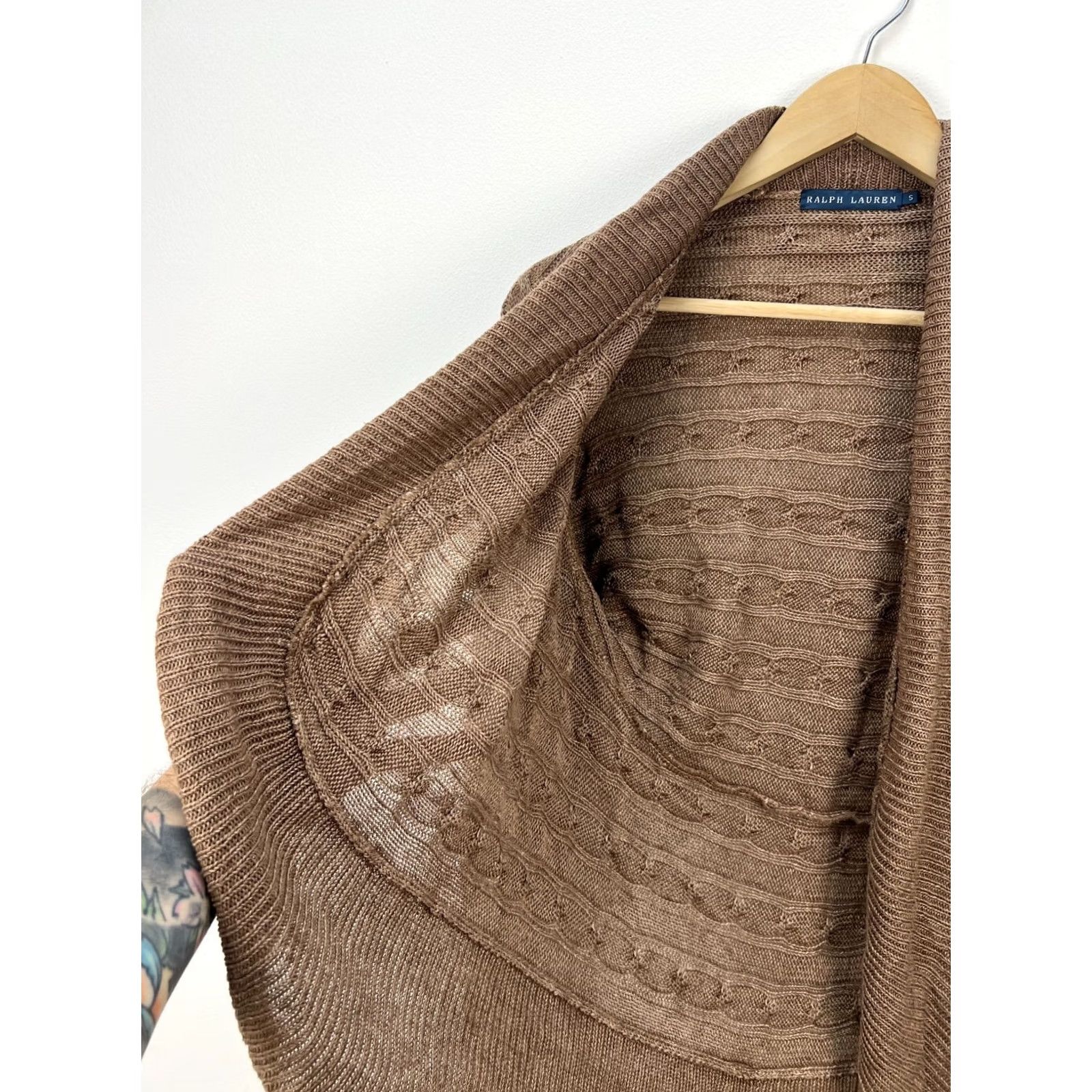 Ralph Lauren Ralph Lauren Linen Open Cardigan Knit Sweater Women S Vintage 100% Linen S Light Mokka Brown Front Open Armpit 22in Length 28in Sleeve 29.5in Mens? Size S / US 4 / IT 40 - 6 Thumbnail