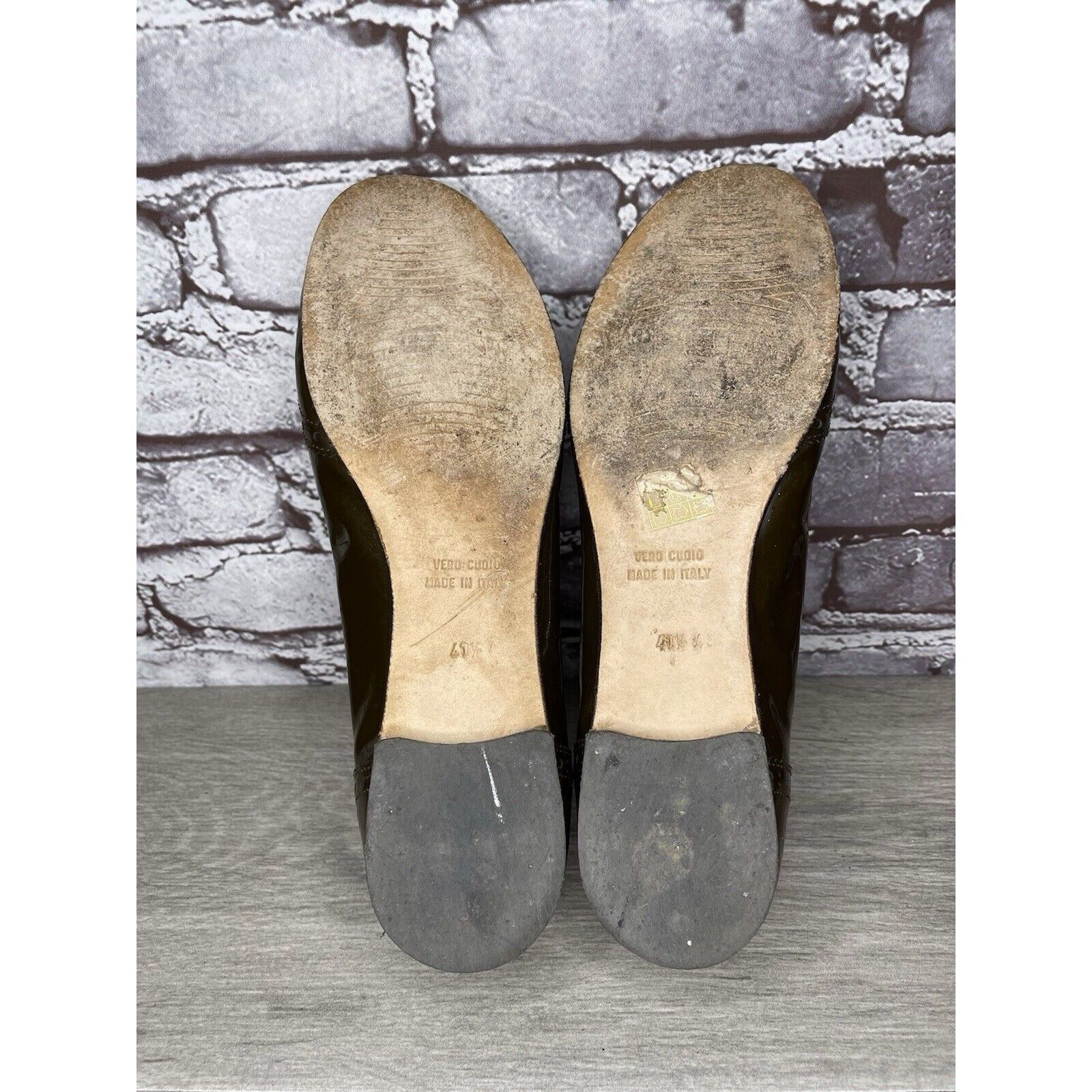 Toscano Calzoleria Toscana Brown Patent Leather Wingtip Ballet Flats Size US 10 / IT 40 - 13 Thumbnail