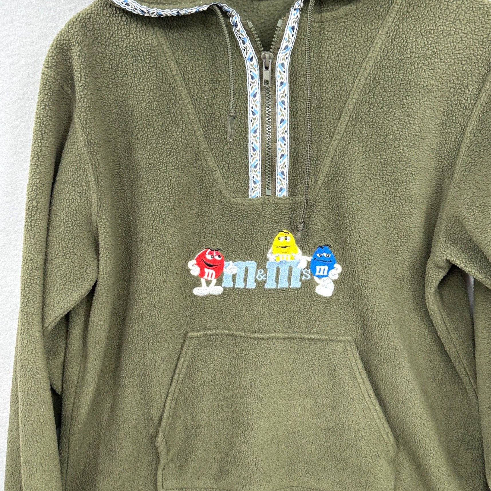 MNML VINTAGE MnM Hoodie Shirt Womens M Green 90s Hooded Pullover Fleece Zip M&Ms Y2K Classic Summer Winter Fall Casual Business Travel Golf? Size M / US 6-8 / IT 42-44 - 4 Thumbnail