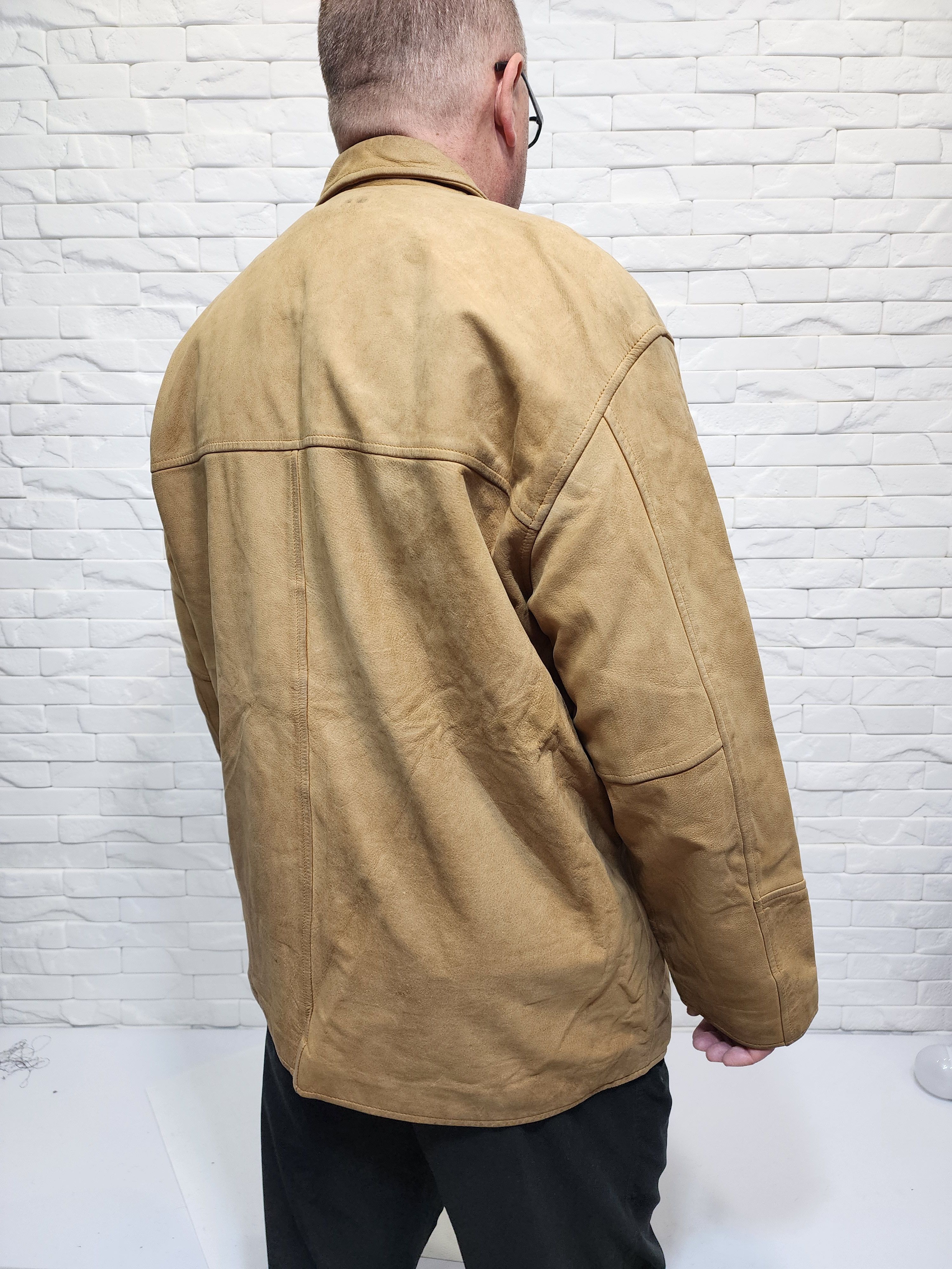 Genuine Leather Men's Brown Leather Jacket: Button Front, Size US XL / EU 56 / 4 - 6 Thumbnail
