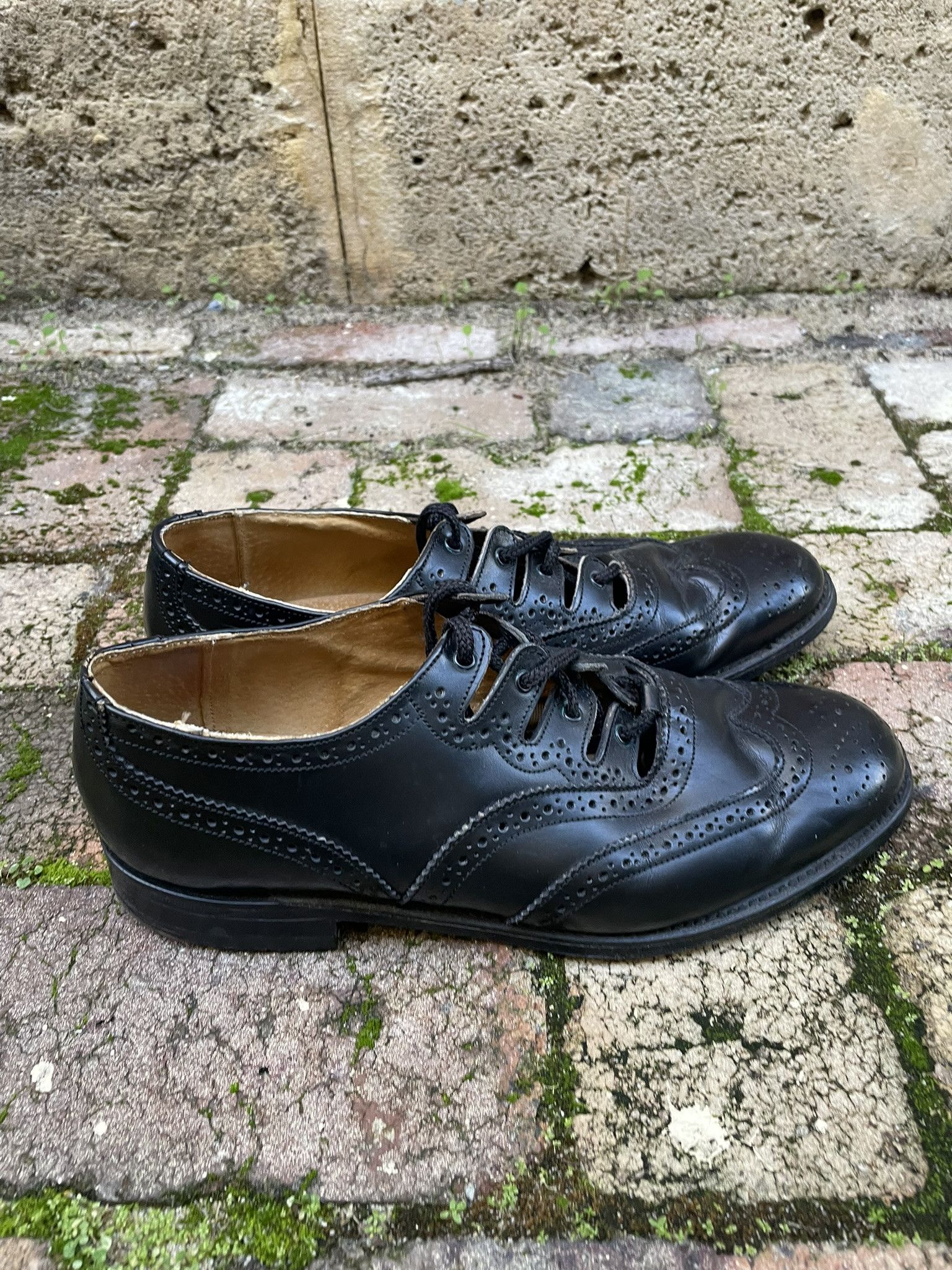 Other Vintage 70s 80s black Leather shoes brogues tabis UK 8.5 Size US 9.5 / EU 42-43 - 1 Thumbnail