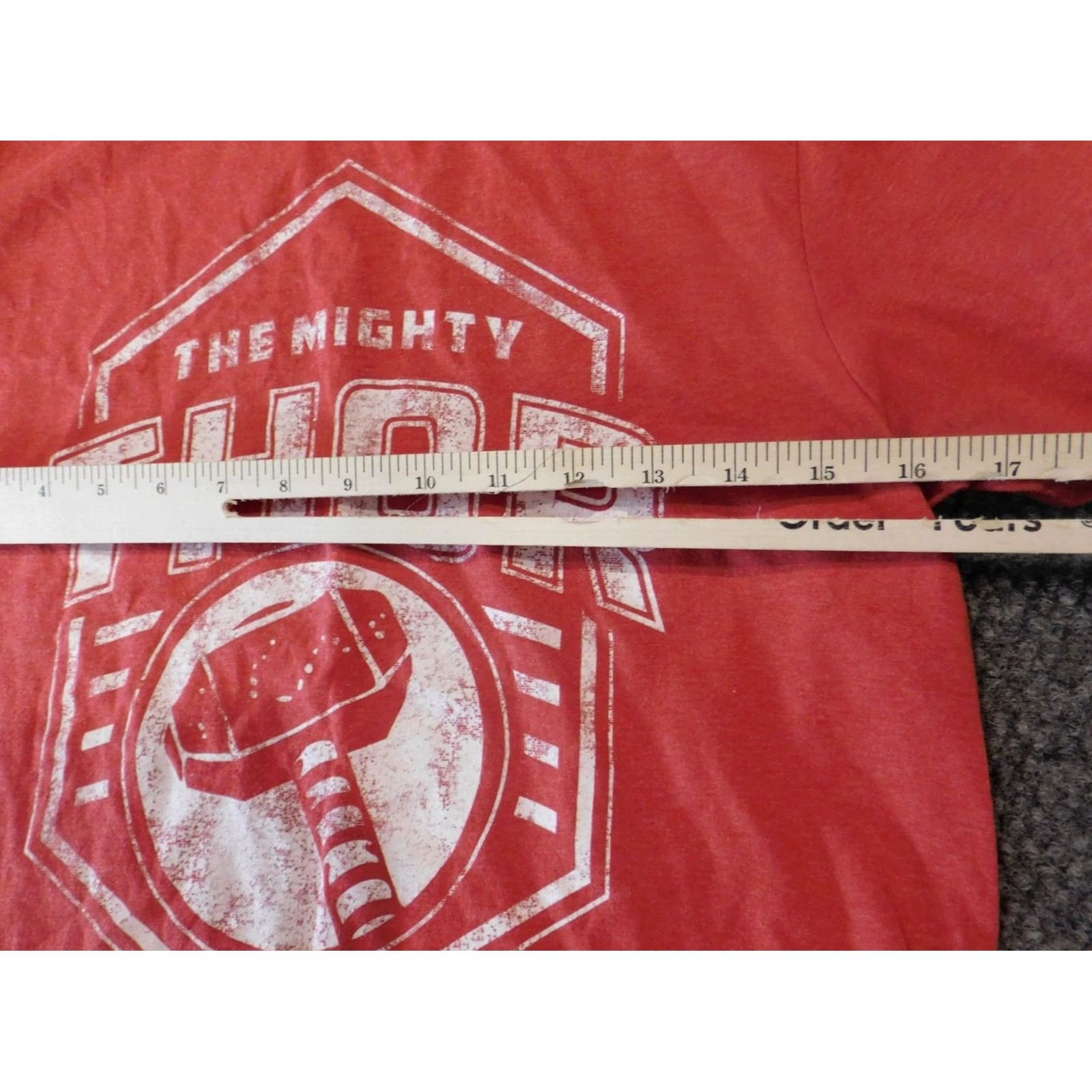 Vintage Marvel Thor Mens Shirt S Red Short Sleeve Crew Neck Cotton Blend T-Shirt Logo Graphic Hole on Back Right Sleeve Vintage? No Size US S / EU 44-46 / 1 - 4 Thumbnail