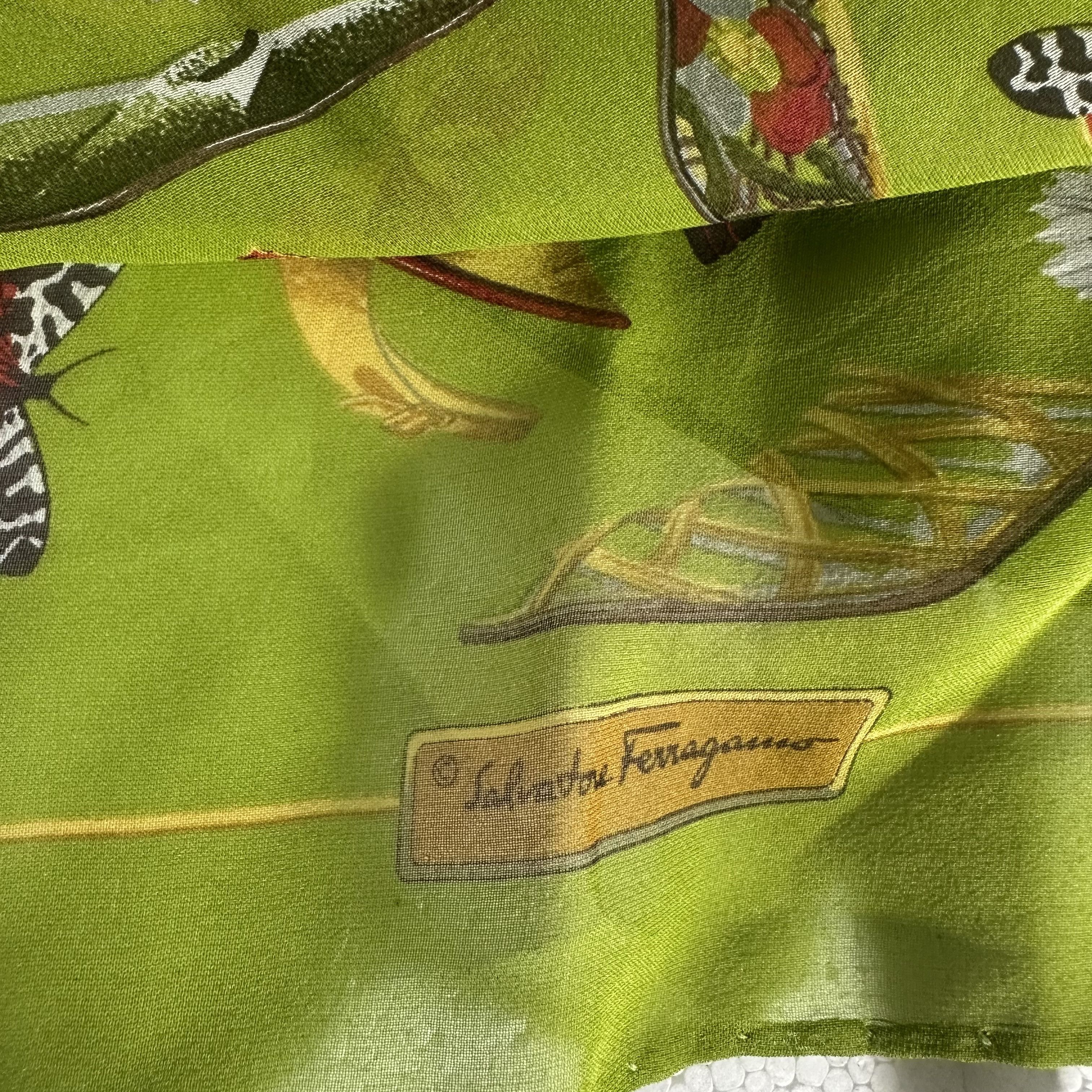 Salvatore Ferragamo × Silk Laundry 🔥RARE🔥Salvatore Ferragamo Silk Neckerchief Scarf Headband Size ONE SIZE - 3 Thumbnail