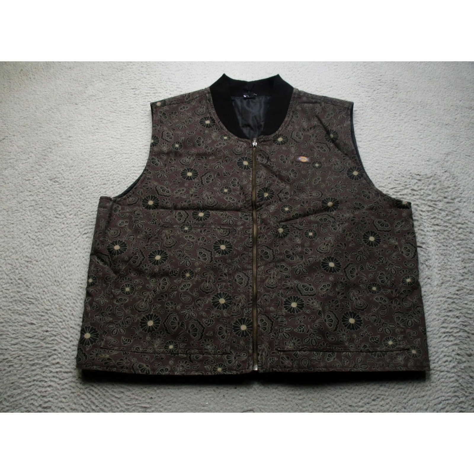 Dickies Dickies Vest Mens 2XL Brown Floral Canvas Quilted Full Zip Workwear Padded Size US XXL / EU 58 / 5 - 2 Thumbnail
