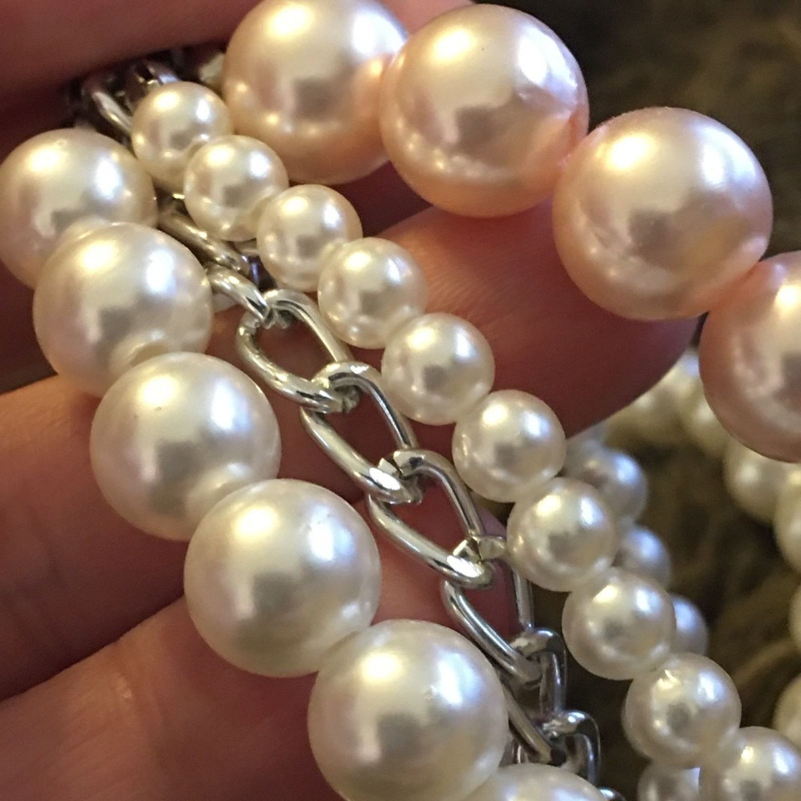 Jewelry Multi strand layered faux pearls chain necklace Size ONE SIZE - 6 Thumbnail