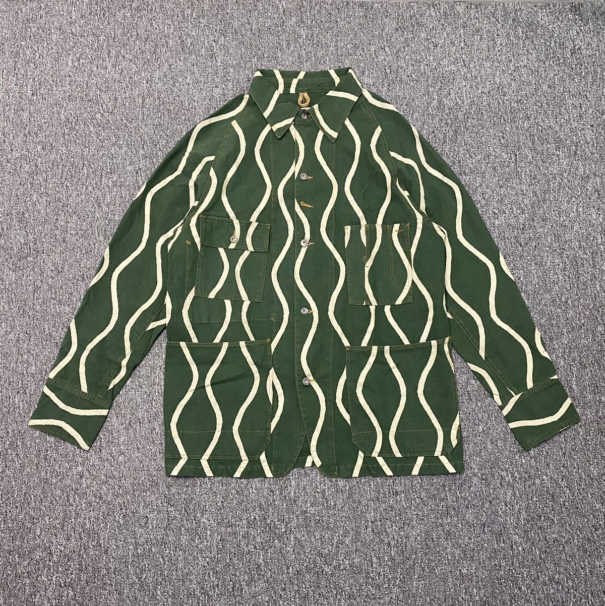 image of Kapital - Drunken/sickness Stripe Cactus Jacket in Green, Men's (Size Medium)