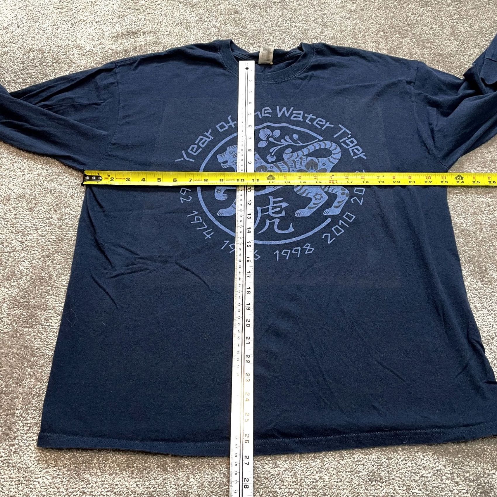 Gildan Gildan Heavy Cotton Shirt Adult XL Blue Year of the Water Tiger Graphic Tee Crew Neck Long Sleeve Logo All Seasons Regular Unisex T-Shirt Size US XL / EU 56 / 4 - 5 Thumbnail