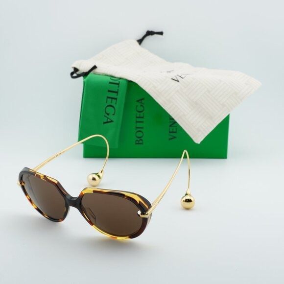Bottega Veneta Bottega Veneta BV1436S 002 Sunglasses Havana Square Frame Size ONE SIZE - 1 Thumbnail