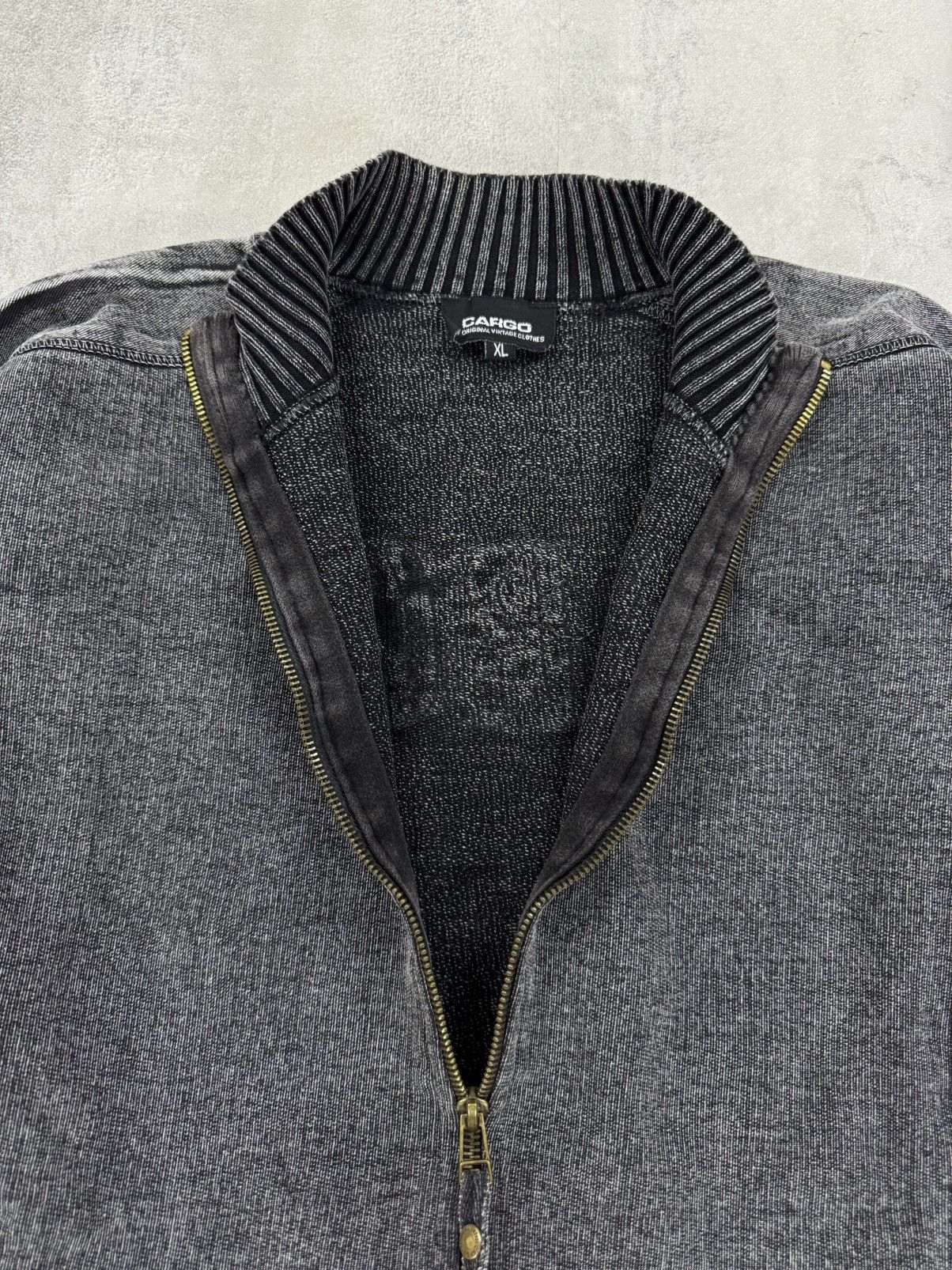 Vintage Vintage Cargo Washed Black/Grey Cardigan Full zip sweater Size US XL / EU 56 / 4 - 4 Thumbnail