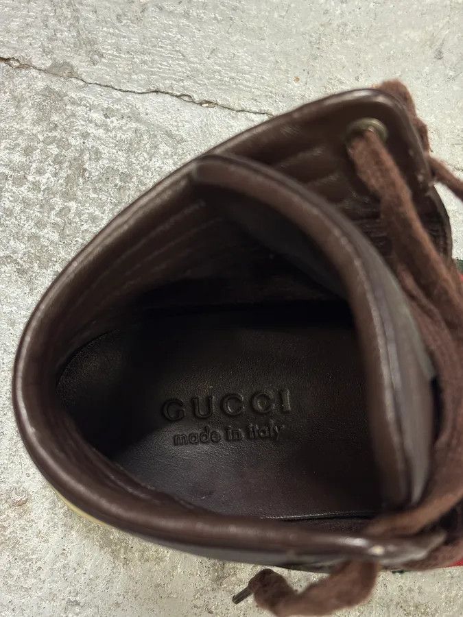 Gucci 2000s Gucci Brown Monogram Italian Leather High Sneakers Size US 7.5 / EU 40-41 - 11 Thumbnail