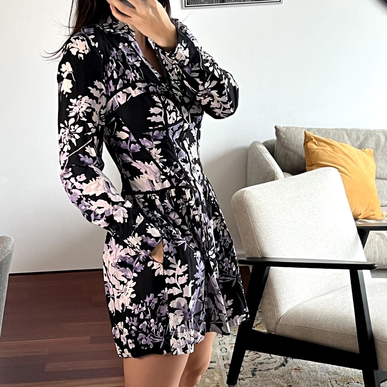 Anthropologie Anthropologie Purple Black Floral Corset dress Size S / US 4 / IT 40 - 3 Thumbnail