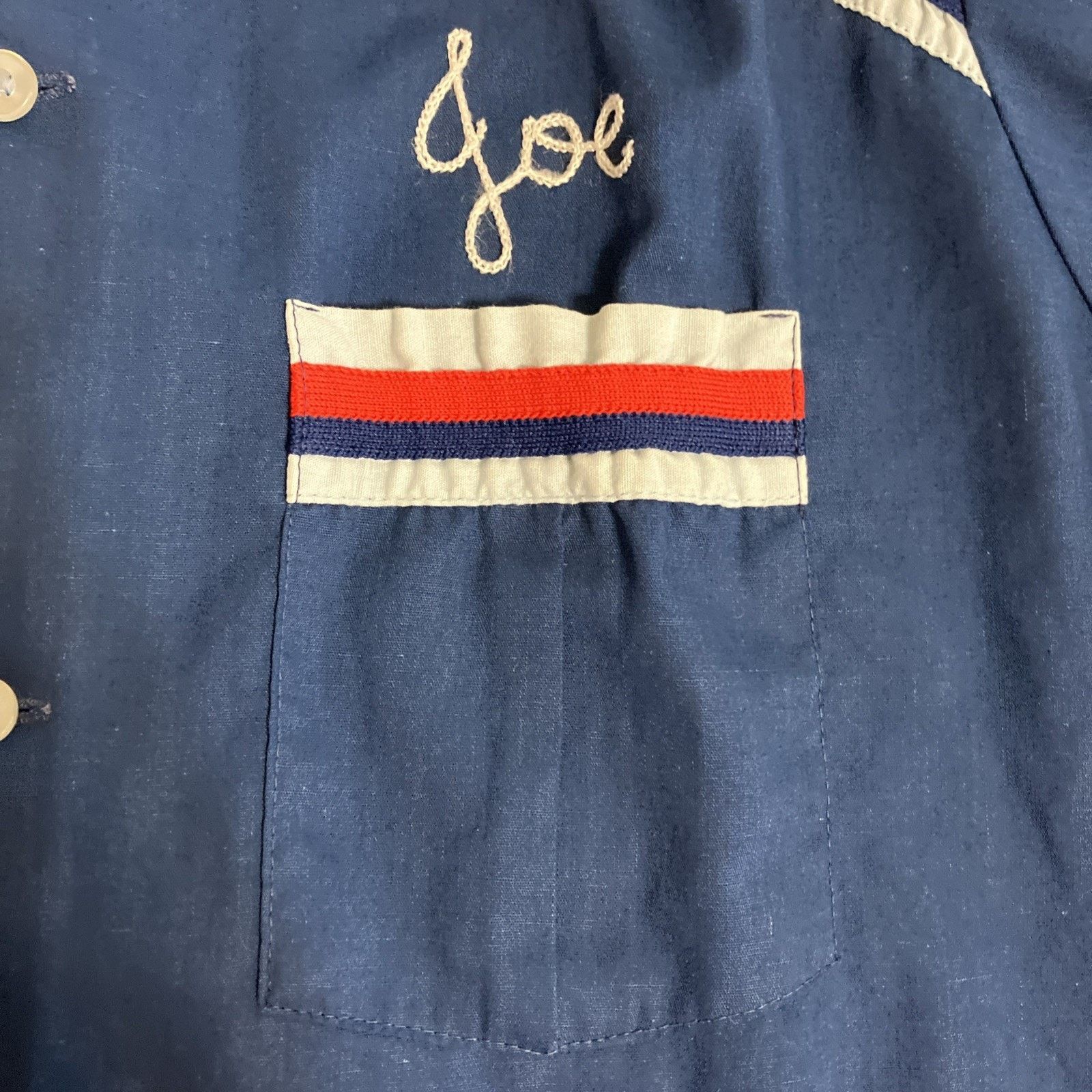 Other Vtg1970s Hilton Chain Stitch Mens Medium Bowling Shirt Navy Size US M / EU 48-50 / 2 - 5 Thumbnail