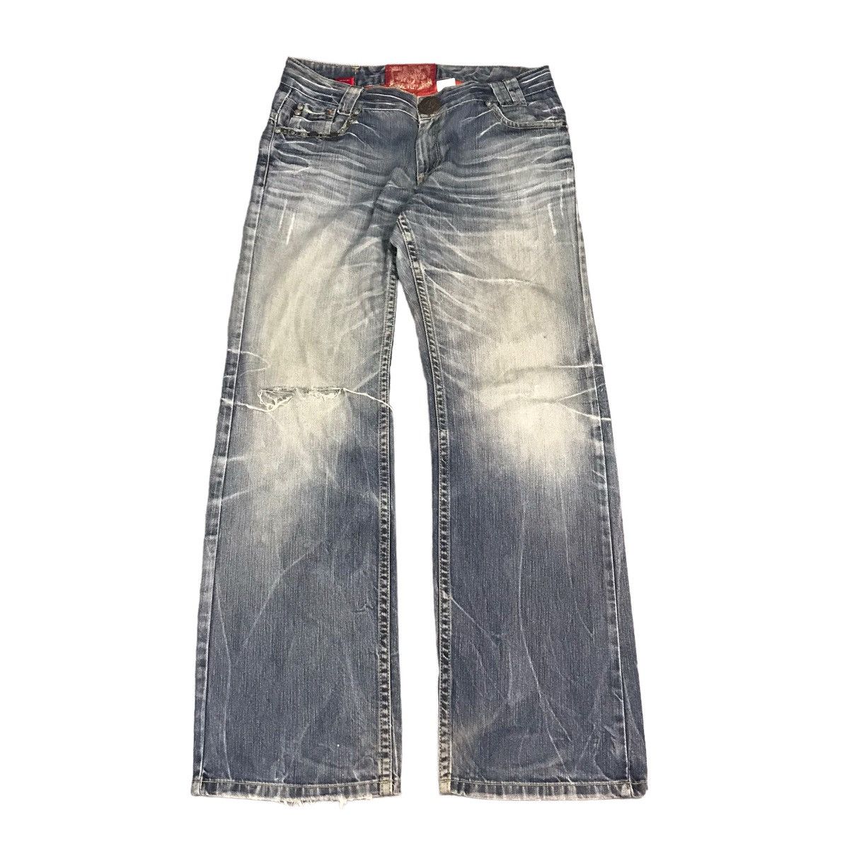 Japanese Brand DISTRESSED DENIM BAGGY RED PEPPER PANTS Size US 34 / EU 50 - 1 Thumbnail