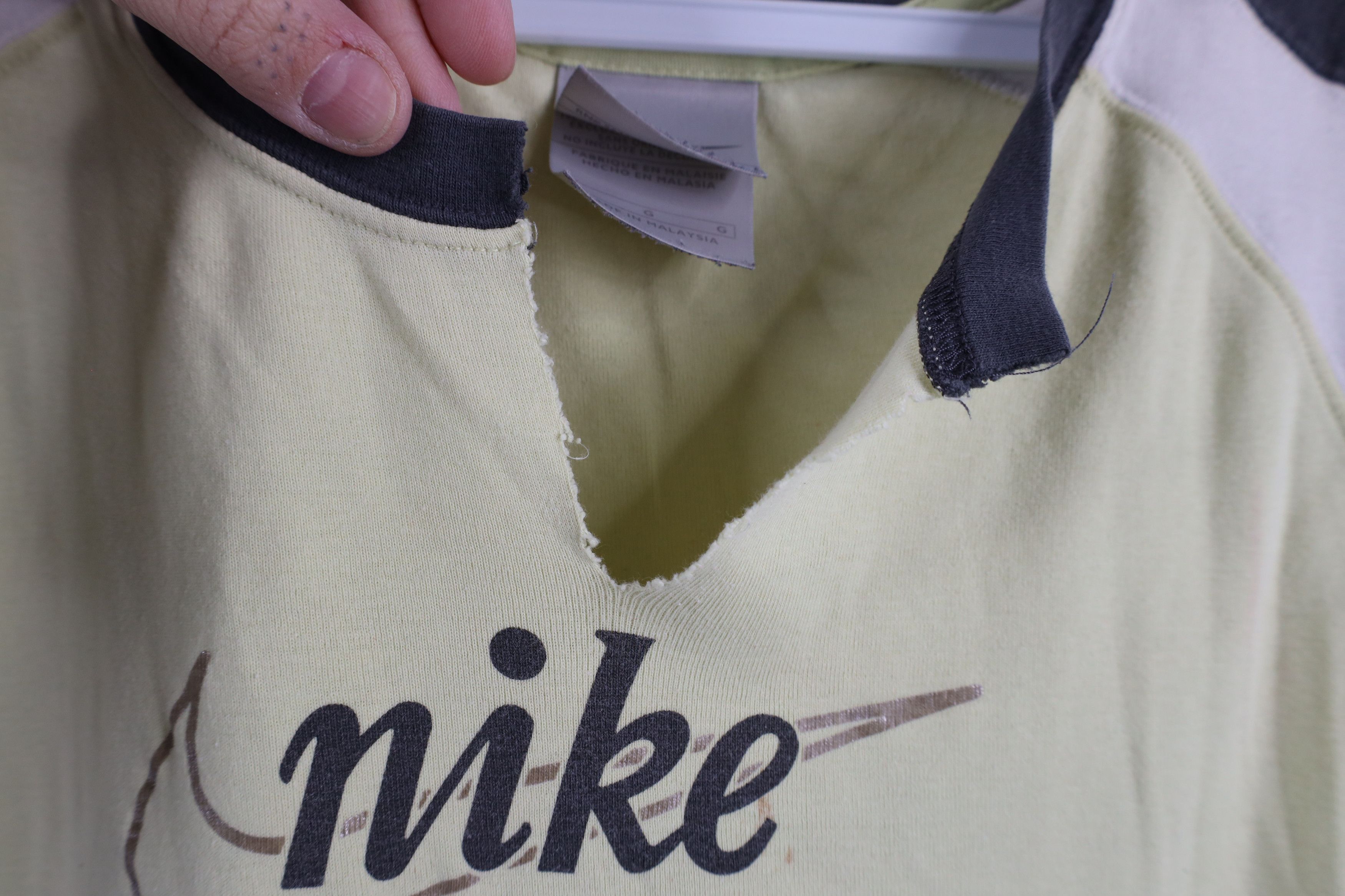 Nike × Vintage Vintage Y2K Nike Travis Scott Big Swoosh Ribbed T-Shirt Size L / US 10 / IT 46 - 6 Thumbnail