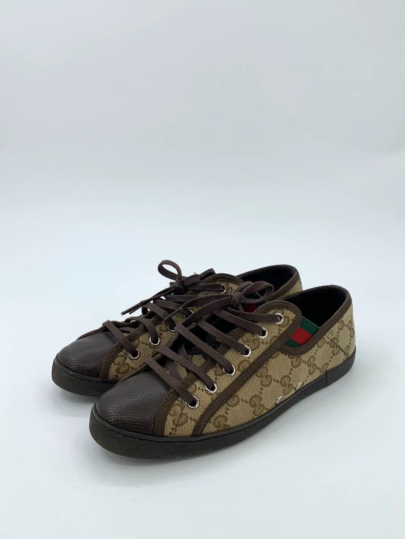 Gucci Gucci Size 35.5 Ebony old flower full print lace-up casual Size US 5 / EU 37 - 1 Thumbnail