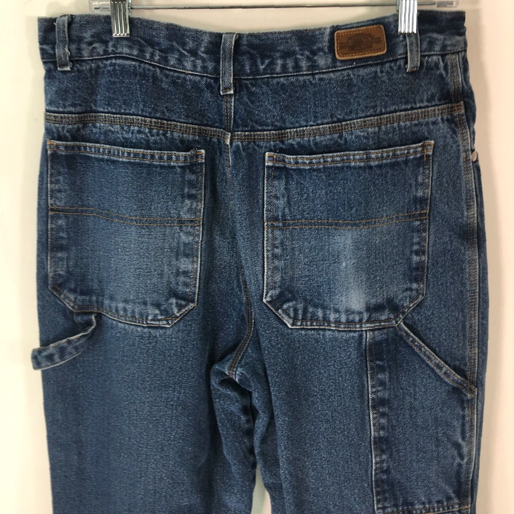 Vintage Boston Traders Mens Jeans Cargo Pocket Denim Lined Bootcut Regular Work Pants 34x30 Blue Pattern Solid 90s Theme Work Size US 34 / EU 50 - 3 Thumbnail