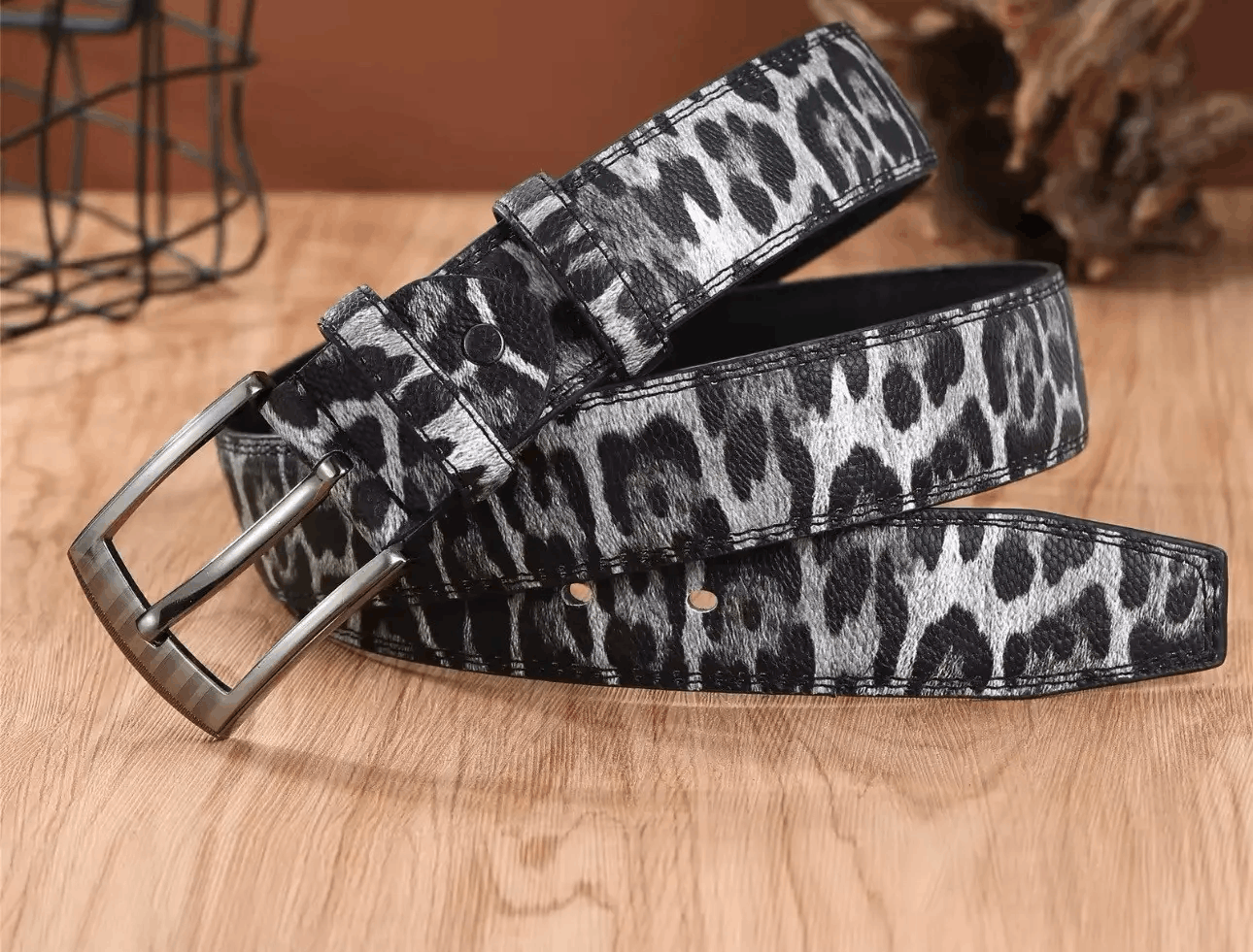 Japanese Brand Leopard Print PU Leather Belt Size ONE SIZE - 1 Thumbnail