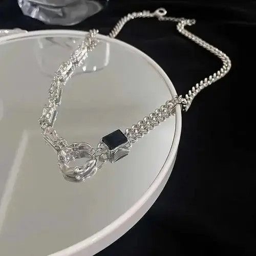 Other Titanium Steel Artificial Black Gem Pendant Necklace for Men Size ONE SIZE - 4 Thumbnail
