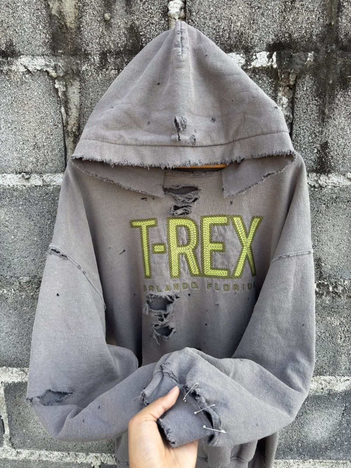 Vintage Thrashed Distressed T-REX Hoodie Size US XL / EU 56 / 4 - 2 Thumbnail